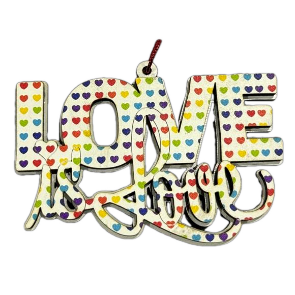 Love is Love ❤️💜💙 Laser engraved multi-layer ornament with heart pattern